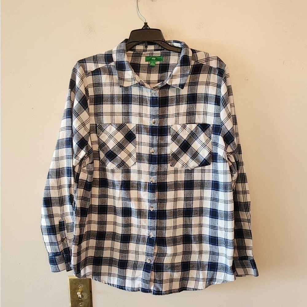 dip Brand Flannel Shirt Men's L Blue Plain